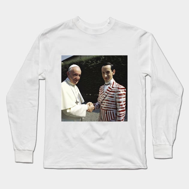 Pee Wee Herman with Pope Francis Long Sleeve T-Shirt by Maverick Media